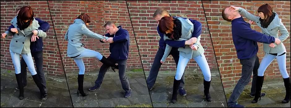 Frauen lernen sich mit simplen aber effektiven Techniken zu verteidigen.